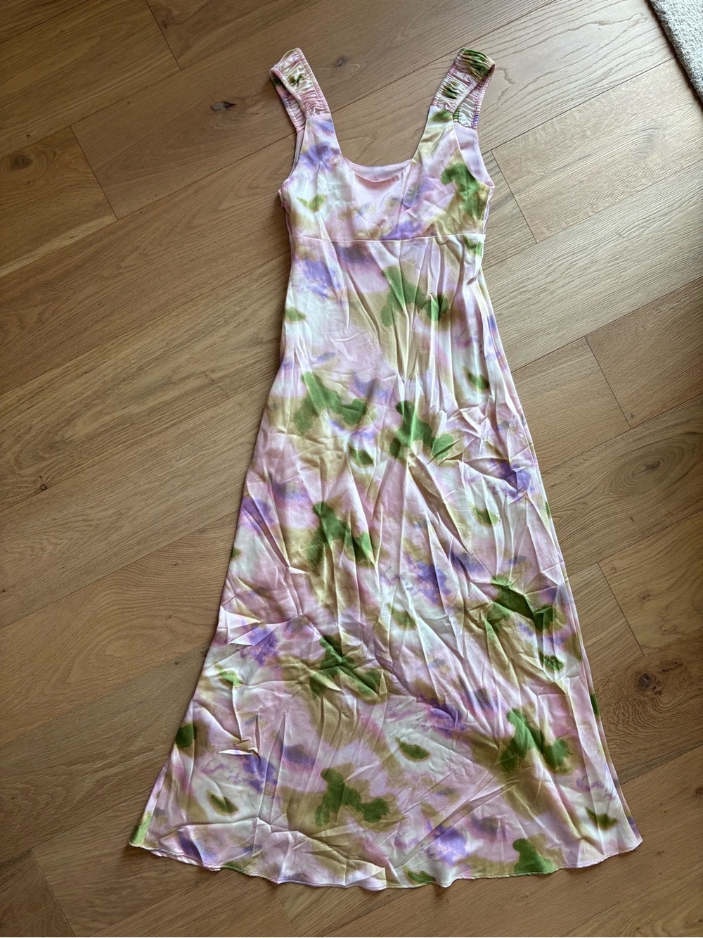 Astr Pastel Pink Floral Maxi Dress with Green Accents